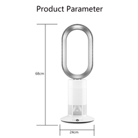 Ventilateur sans pales électrique blanc en plastique sur pied avec télécommande 10 vitesses et contrôle par application pour usage hôtelier et domestique