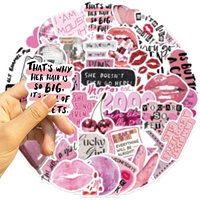 Autocollants de mode rose Y2K pour filles femmes, 50PCS Cool 2000s Trend autocollant étanche pour bouteille d'eau, ordinateur portable, Scrapbook