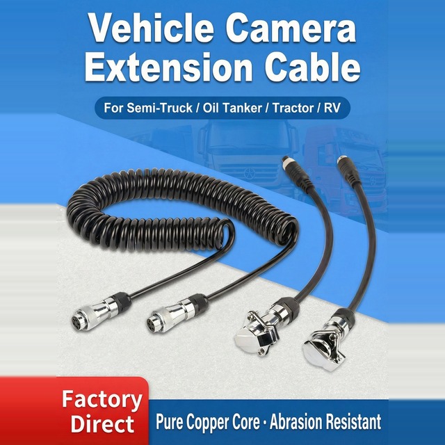 T-WIN INTELLIGENT 9-Pin Spring Coil CCTV Video Cable Aviation Connector 1-Year Warranty for Commercial Vehicle Monitoring