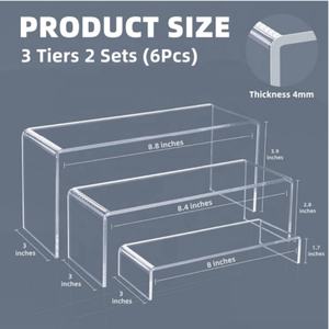 Elevadores de exhibición de acrílico, 2 juegos, 6 uds., soportes de exhibición de acrílico, soporte de 4mm de espesor, estantes de acrílico para eventos para <span class=keywords><strong>Lego</strong></span> Display Cupcake - Product Image 6