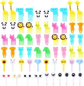 Fun Bento cute Animal Shape Tenedores Para Fruta Mini cartoon fruit plastic fork Cake Decoration Kids Toothpi Fruit Picks Fork