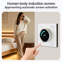 Termostato Cuadrado 3 en 1 TUYA Zigbee WiFi para Aire Acondicionado Central, Calefacción por Suelo Radiante y Aire Fresco, con Perilla Giratoria y Pantalla a Color
