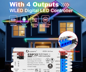 4-kênh esp32wled ánh sáng đầy màu sắc với bộ điều khiển và hợp nhất Microphone tải về cổng - Product Image 3