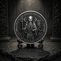 Pièce de collection personnalisée en alliage de zinc, motif 3D en relief, pièce de défi moderne argentée, émail d'horreur imprimé UV, pour souvenir de joueur
