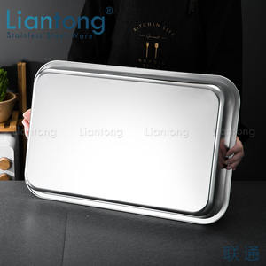 Approvisionnement d'usine en acier inoxydable 201 matériel litière pour chat bord roulé plateau profond récipient de service de nourriture casserole - Product Image 6