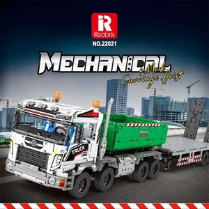 Reobrix 22021 RC 4-en-1 Camion benne et remorque à plateau, ensemble <span class=keywords><strong>de</strong></span> blocs <span class=keywords><strong>de</strong></span> construction, véhicule électrique robuste pour enfants, cadeau <span class=keywords><strong>de</strong></span> Noël - Product Image 2