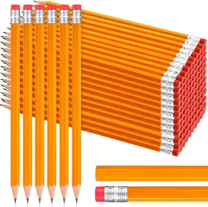 Factory price Drawing Yellow Sharpened No.2 HB Pencil 100 pcs/set wooden writing pencil with Eraser