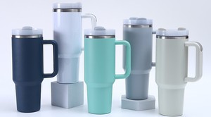 Tasse à café personnalisée en acier inoxydable isotherme avec pailles, gourde isotherme portable - Product Image 2