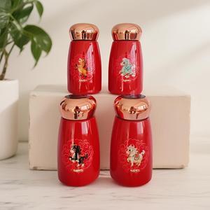 Tasse Thermique en Acier Inoxydable 304 Tendance Nationale Zodiaque - Coffret Cadeau Créatif et Unique Tasse Champignon Rouge - Product Image 4