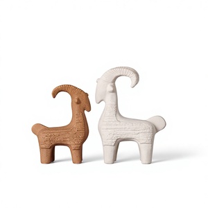 <span class=keywords><strong>D</strong></span>écoration artisanale silencieuse en céramique douce, style Wabi-sabi, motif deux chèvres, haute qualité, pour salon et bureau - Product Image 6