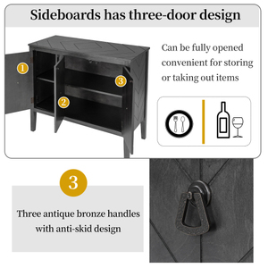 Adjustable Shelf Storage <b>Sideboard</b> with 3 Modern Metal Handles and 4 MDF Legs Durable & Eco-Friendly <b>for</b> <b>Kitchen</b> - Product Image 5