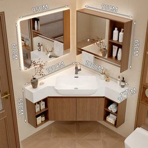 Meuble de salle de bain d'angle personnalisé de petite taille pour appartement lavabo pour <span class=keywords><strong>avion</strong></span> lavabo <span class=keywords><strong>triangulaire</strong></span> pour salle de bain - Product Image 4