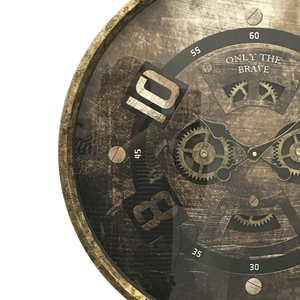 <span class=keywords><strong>Horloge</strong></span> murale <span class=keywords><strong>industrielle</strong></span> vintage steampunk avec engrenages mobiles, décorative en métal riveté - Product Image 3