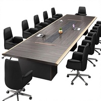 Grande table de conférence longue pour salle de réunion, personnalisable, avec fente pour câbles