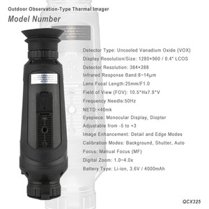 QCNV QCx325 monokular pencitraan termal, jangkauan 1500M resolusi 384x288 pelacakan Hotspot Laser 50Hz halus - Product Image 5