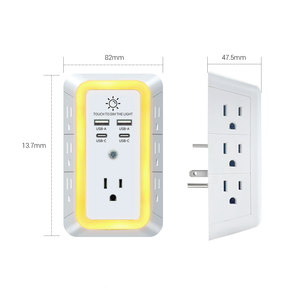 Cargador de Pared USB con Protector de Sobretensión, Extensor de 7 Tomas, 4 Puertos de Carga USB, Regleta de 1800J, Adaptador de Pared con Múltiples Tomas - Product Image 3
