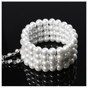 アールデコ大ギャツビー風の花シミュレーションパールブレスレットリングセット結婚式ブライダルブレスレット1920年代フラッパーアクセサリー - Product Image 4