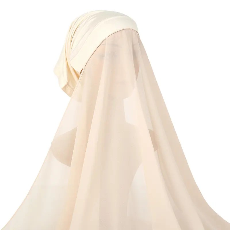 Aus gezeichnete malaysische islamische Instant Chiffon Hijab weiche lange Schals Chiffon Schal Tundung Satin Instant Hijab