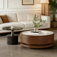 Ensemble de table basse ronde en bois et marbre de luxe moderne avec rangement, meubles de salon intérieur, élégant, créatif, unique, design