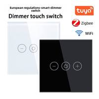 Interrupteur mural intelligent Tuya WiFi moderne Comans avec variateur d'intensité, panneau tactile en verre trempé, compatible Alexa Google Voice, pour l'UE