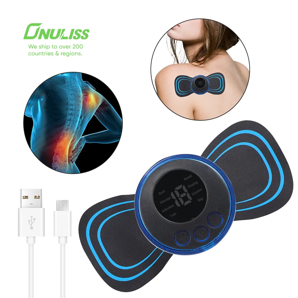 Stimulateur de massage du cou électrique manuel portable avec logo personnalisé Mini masseur de la colonne cervicale Electr EMS Mini masseurs de la nuque