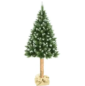 Árbol de Navidad Artificial con poste de madera, 180CM, tronco natural, decoración para casa/fiesta/vacaciones/oficina/Festival