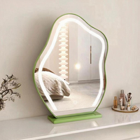 Miroir de Maquillage Lumineux Intelligent à LED Personnalisé avec Écran Cloud, en Métal et Verre, pour Bureau, Caractéristiques Personnalisables