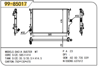 Système de refroidissement, radiateur en aluminium et plastique, refroidisseur d'huile pour RENAULT DACIA DUSTER MT OEM 8200735039