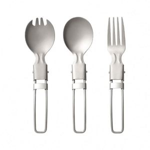 Juego de Cuchara, Tenedor y Cuchara-Tenedor de Titanio con Mango Plegable para Acampar al Aire Libre, Venta al Por Mayor - Product Image 2