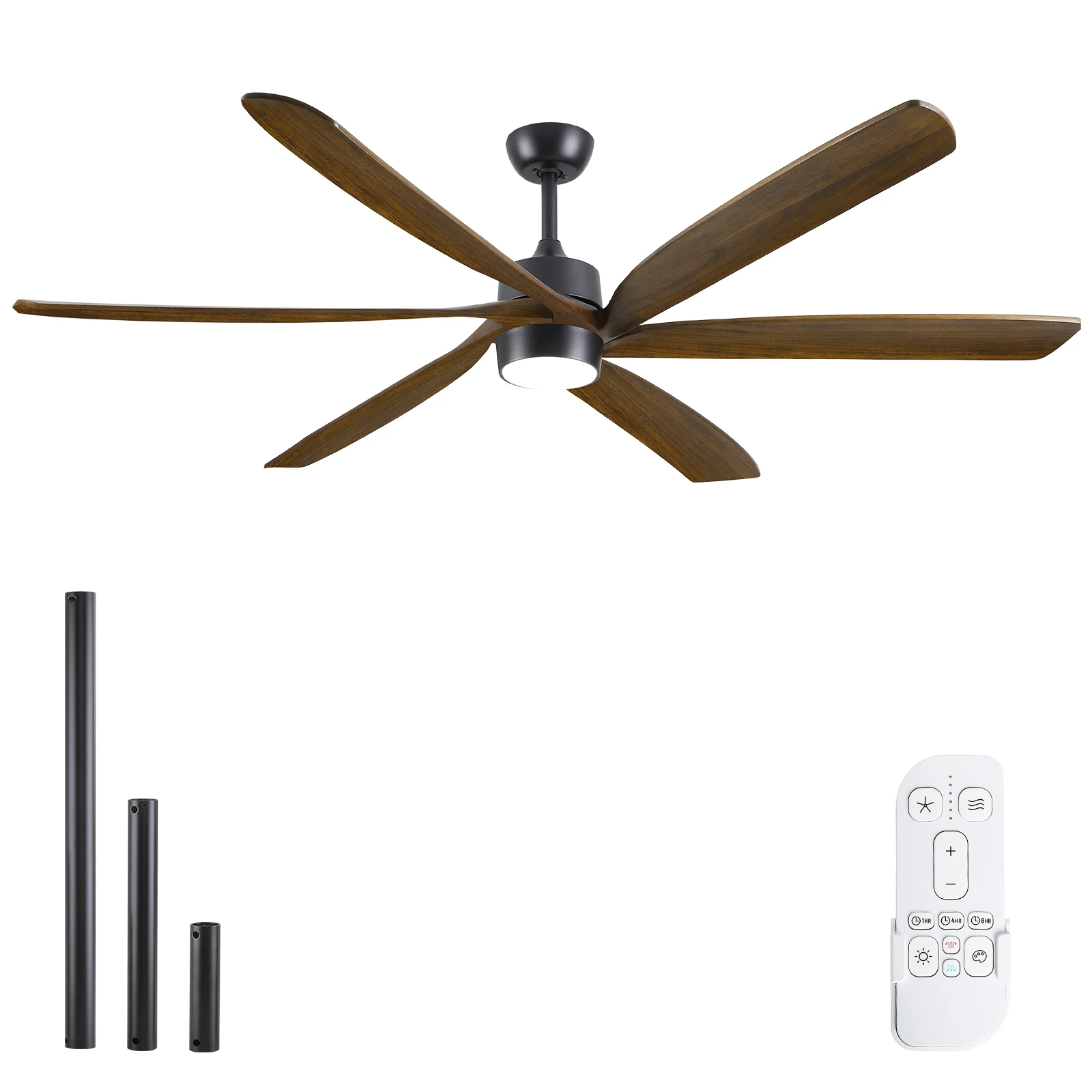 72 Inch Electric DC Remote Control Ceiling Fan 6 Wooden Blades Modern Rustic Farmhouse Style LED Outdoor Hotel Use Energy