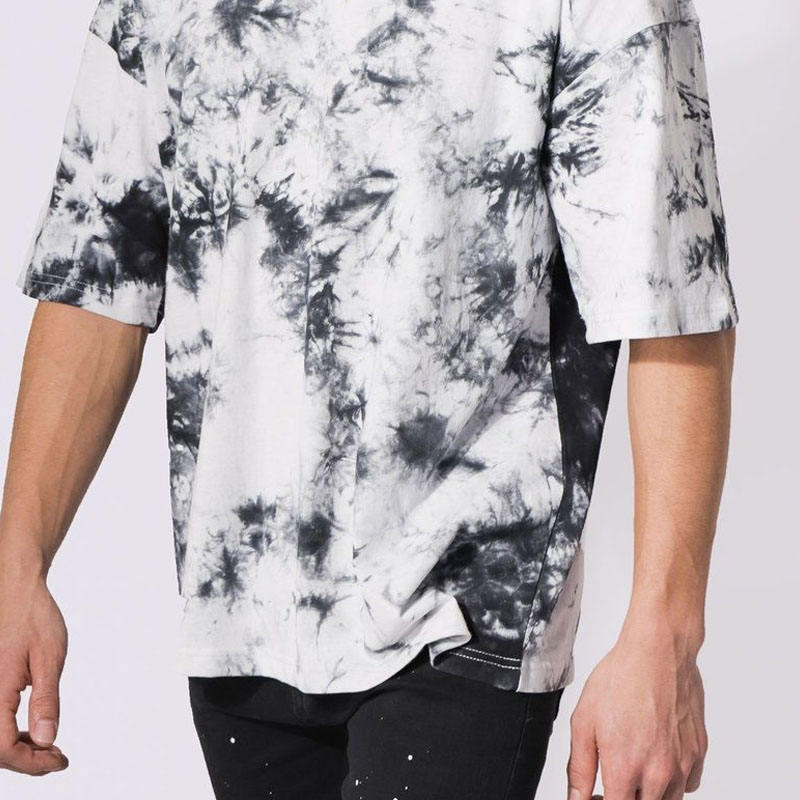 dark grey tie dye print oversize drop shoulder shirt
