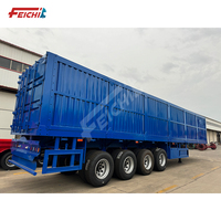 Nouveau conteneur de marchandises entièrement fermé à 4 essieux boîte sèche semi-remorque 60 tonnes conteneur de marchandises en acier van semi-remorque camion-remorque