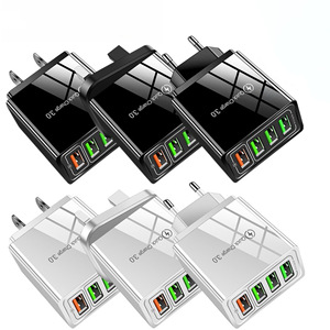 Quick Charge 3.0 4 Port USB Wall Charger 25W Foldable Travel <b>Adapter</b> Us Eu <b>Uk</b> <b>Plug</b> Black White - Product Image 1
