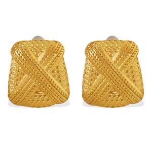 Geometric <b>Cuff</b> <b>Earrings</b> 18K Gold Plated Stainless Steel Irregular Design For Women - Product Image 5