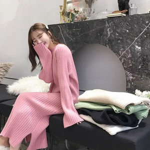 <span class=keywords><strong>Robe</strong></span> longue tricotée ample automne hiver pull coréen <span class=keywords><strong>robe</strong></span> élégante en bas - Product Image 6