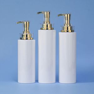 Luxury 300ml 500ml PET <strong>Plastic</strong> Matte White <strong>Round</strong> Empty Conditioner Body Lotion <strong>Bottle</strong> Gold HDPE Airless Pump Shampoo <strong>Bottle</strong> - Product Image 3