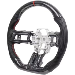 <span class=keywords><strong>Volant</strong></span> Hydro-DHydro en Fiber de carbone pour Ford Mustang GT350 GT500 2018-2023 <span class=keywords><strong>Volant</strong></span> de course en cuir perforé avec garniture de couverture - Product Image 6