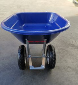 <span class=keywords><strong>160KG</strong></span> Capacidad de carga 120L Gran carretilla de jardín de plástico con dos ruedas para transportar agua o cargas pesadas - Product Image 2