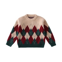 Amerikanische Gesteppte Synthetische Atmungsaktive Winter Eltern-Kind Partnerlook Weihnachtspullover mit Jacquard-Muster Vorne Trendige Marke