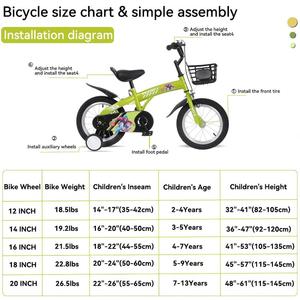 Bicicletta per bambini JUESHUAI da 16 pollici con rotelle, sella e manubrio regolabili per bambini dai 4 ai 7 anni, MOQ basso, ordini misti accettati - Product Image 6