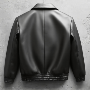 Chaquetas universitarias de carreras de invierno con cuello de solapa para hombre de motocicleta personalizada de alta calidad, chaqueta de cuero con relieve y cremallera para hombre - Product Image 3