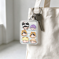 Porte-clés personnalisé en acrylique transparent avec impression double face, motif dessin animé mignon, étanche, pour peluches et breloques