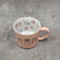Grès de grande capacité Sourire jaune Tasse en céramique Décalcomanies intérieures sérigraphiées Tasse à eau en céramique Qualité pour tasses
