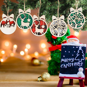 Nouvelles décorations de Noël en bois, cercles découpés au laser, décorations pour la maison, ornements de sapin de Noël DIY, étiquettes pour cabane de rennes - Product Image 3