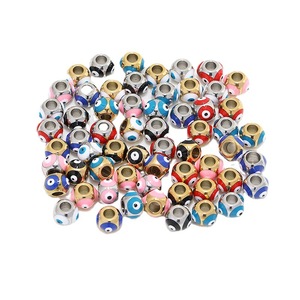 8mm Evil Eye <b>Beads</b> | 18K PVD Gold Plated Stainless Steel Enamel Nazar Spacer Charms for DIY <b>Bracelet</b> Necklace Jewelry <b>Making</b> - Product Image 5