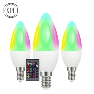 FXPOT Smart Led Light Professional Manufacturers Custom Remote Control E26 E27 E14 B22 Smart Candle Light RGB Led Bulb