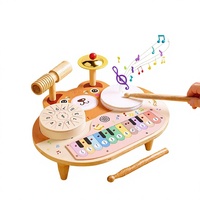 Jouet musical éducatif pour la petite enfance, piano électronique multifonctionnel en bois 5 en 1, 6 pièces, avec écran tactile