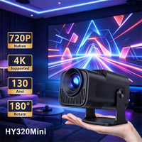 Mini projecteur portable HY320, moins cher, 720P, système Android 14, lecteur multimédia domestique LED, fonction de mise en miroir sans fil