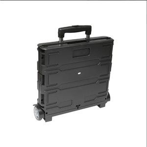 Carrito de Compras Plegable Portátil de Plástico con Asa y 4 Ruedas, Color Negro - Product Image 2