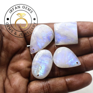 Cabochons de pierre de lune naturelle arc-en-ciel blanc-bleu, taille personnalisable, vente en gros, certifiés par un tiers, jeu de couleurs précieux - Product Image 3